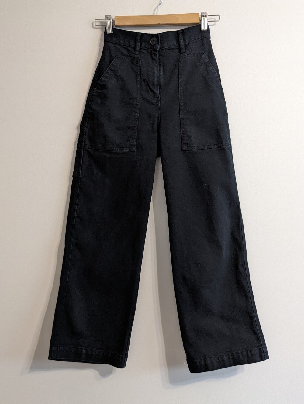 OAK + FORT Wide Leg Cropped Twill Pants | Size 24